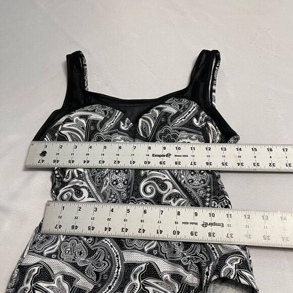 Shore Shapes Black White Paisley One Piece Swimsuit Bathing Suit Size 12 - Picture 4 of 8